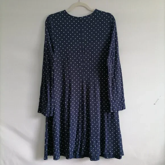 Old Navy Womens Navy Blue Long Sleeve Polka Dot Comfy Swing Dress Size Large - Picture 4 of 7